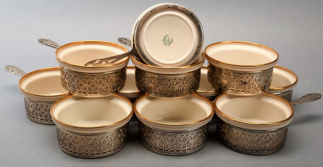 11 Gorham Sterling Custard Cup Holder Ramekin , Lenox