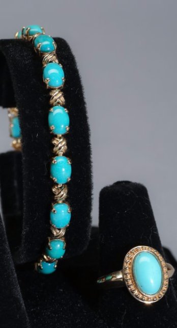14K Yellow Gold and Turquoise Bracelet and Ring (1 of 1)