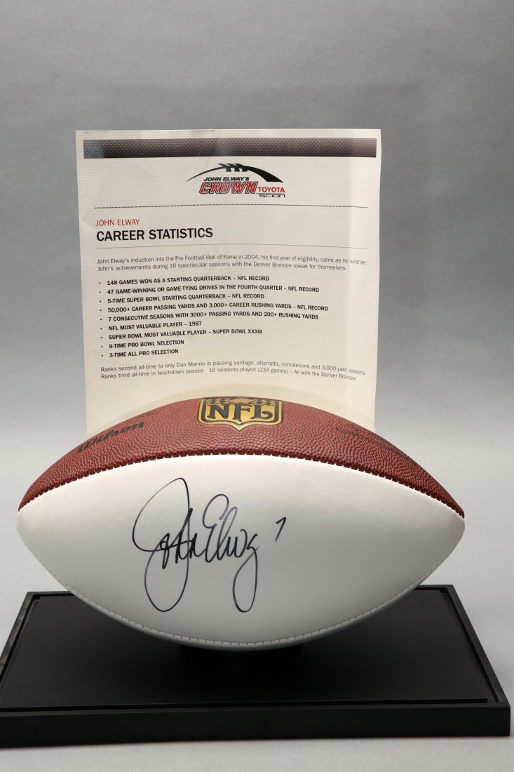 John Elway Autographed Football in Case COA (1 of 4)