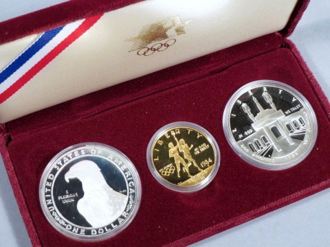 1984 Olympics Gold & Silver Coin Set, Los Angeles (1 of 3)
