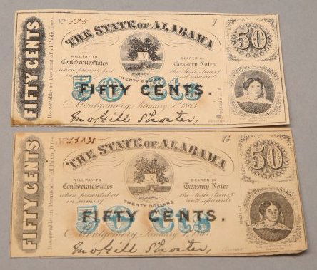 1863 Alabama 25 Cent Bank Notes (1 of 2)