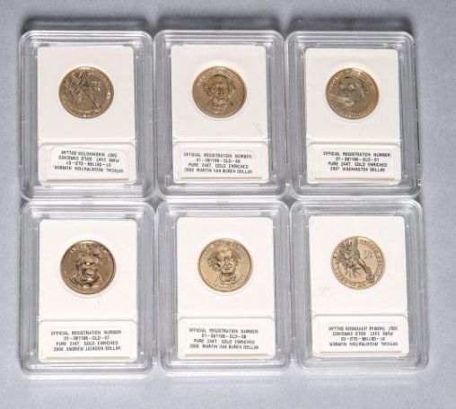 6 Uncirculated 24k Gold 2007 $1 Coin (1 of 3)