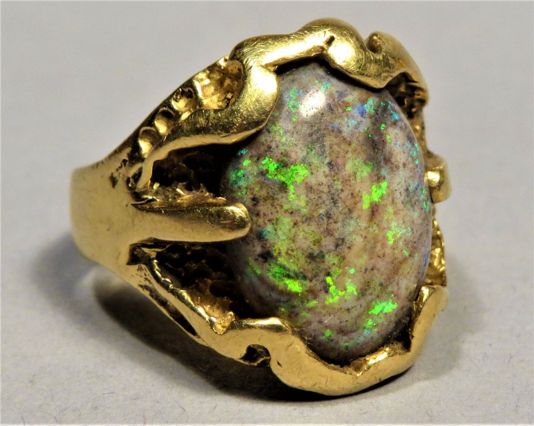 Vintage Men's Beautiful Boulder Opal & 18K Gold Ring (1 of 6)