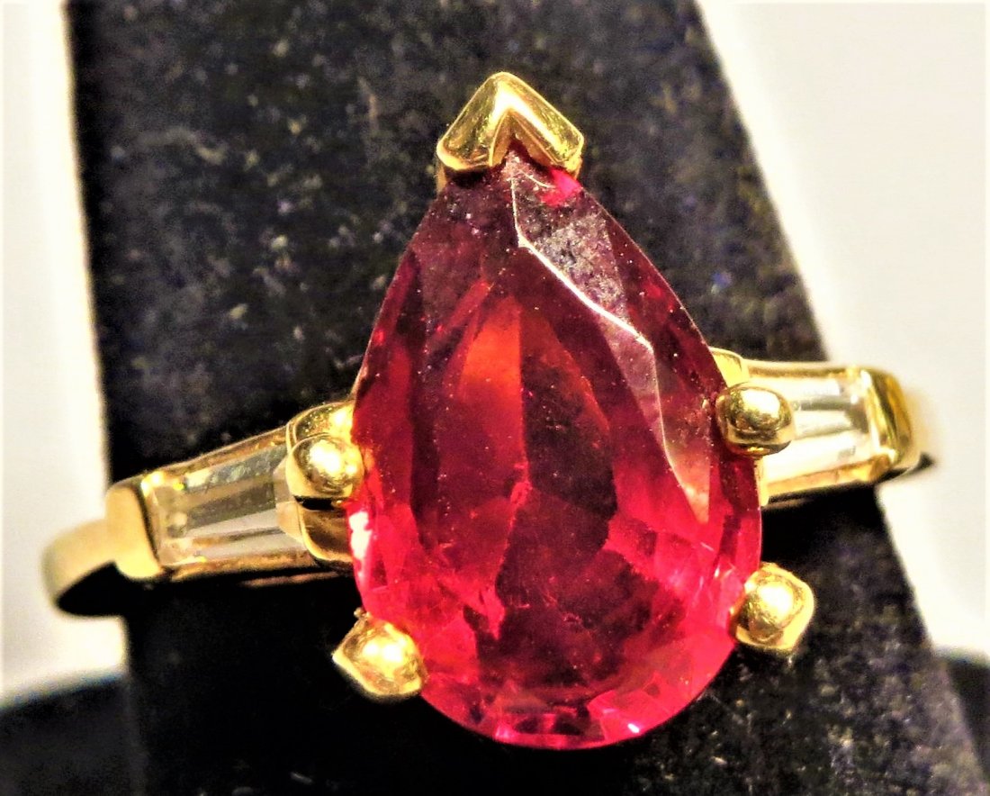 Beautiful 18k Rubellite Tourmaline & Dia. Ring (1 of 7)