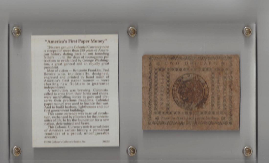 1776 TWO DOLLAR COLONIAL CURRENCY  VG (1 of 2)