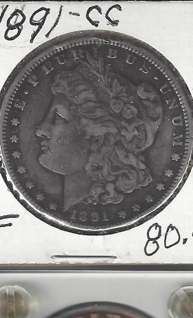 1891-CC MORGAN SILVER DOLLAR FINE (1 of 2)
