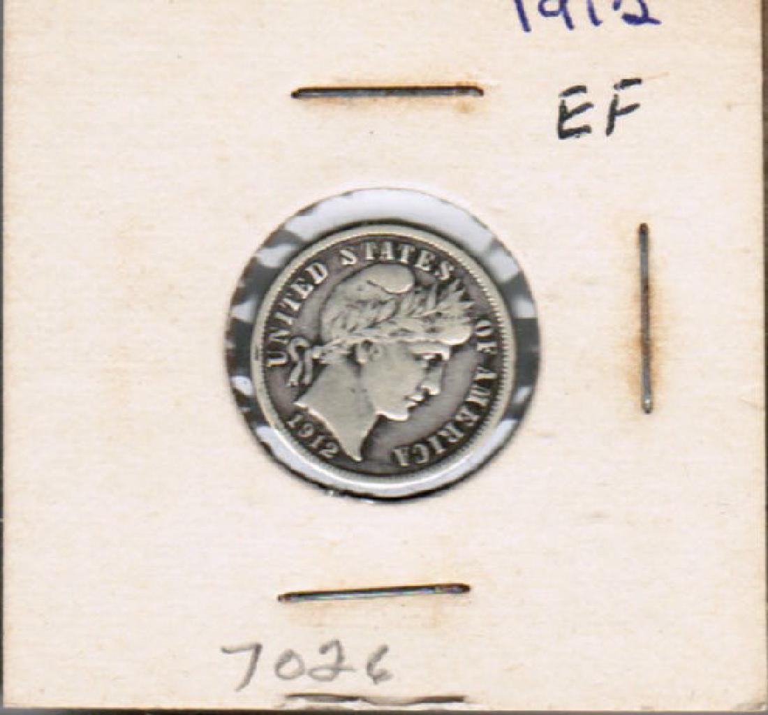 1912 SILVER BARBER DIME EF (1 of 2)