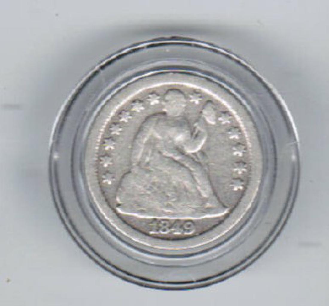 1849 SEATED LIBERTY SILVER DIME XF (1 of 2)