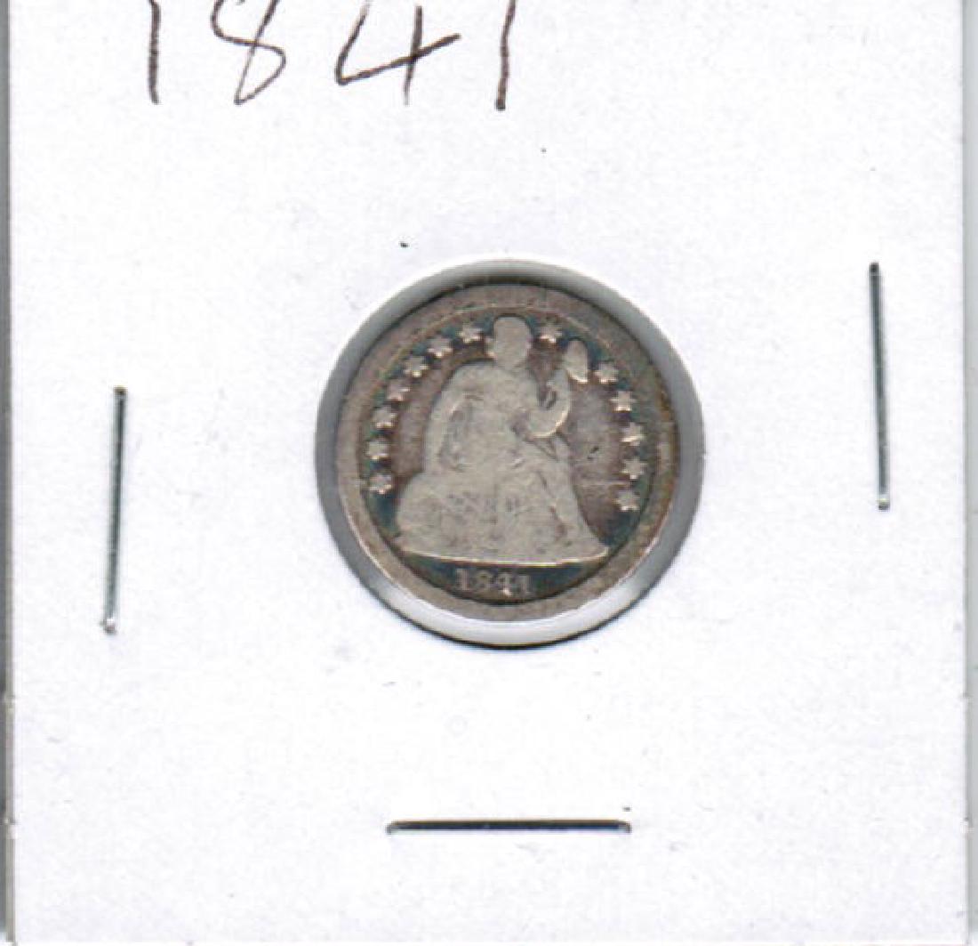 1841 SEATED LIBERTY SILVER DIME FINE (1 of 2)