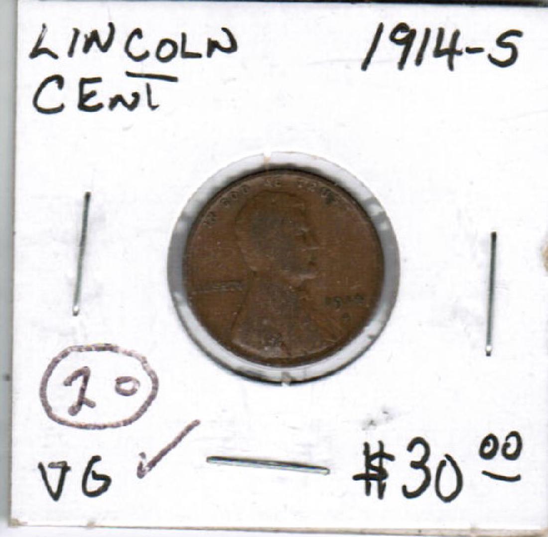 1914-S LINCOLN CENT VG COND (1 of 2)