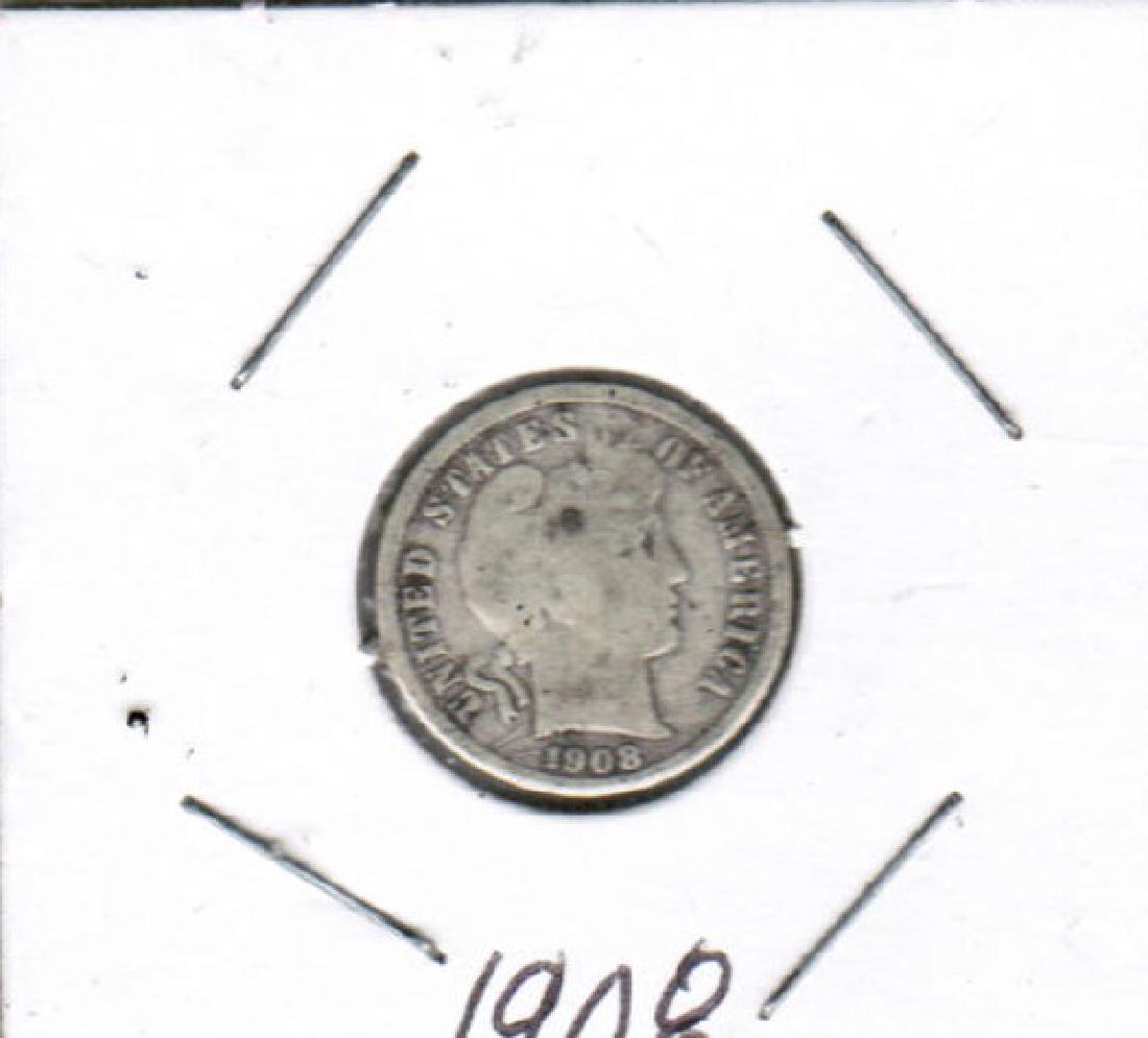 1908 BARBER DIME XF NICE COIN (1 of 2)
