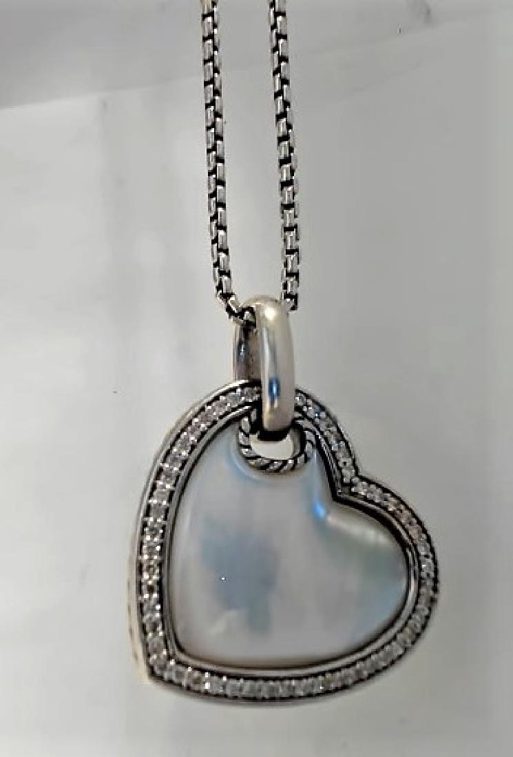 DAVID YURMAN M.O.P. DIAMOND PENDANT: DAVID YURMAN M.O.P. DIAMOND PENDANT STAMPED DY 925 MEASURES 18" COMES WITH D.Y. SILVER CHAIN