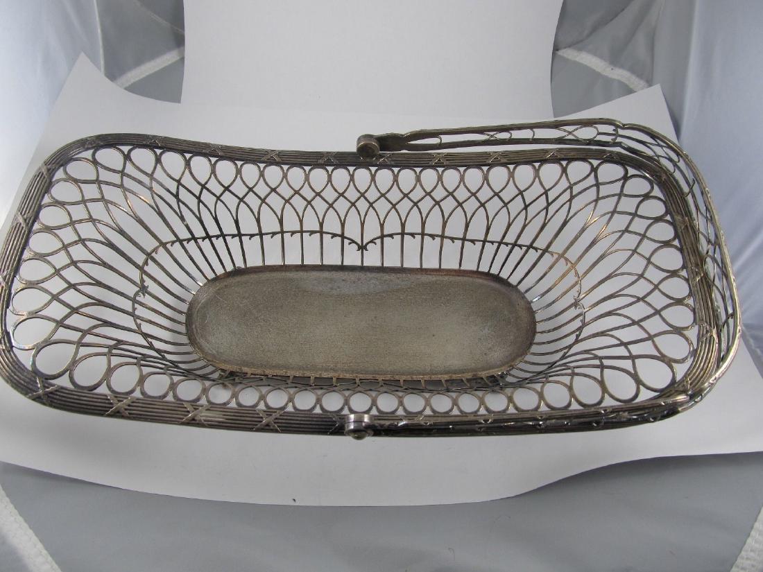 STERLING SILVER LARGE HANDLED OPEN BASKET 4 FOOTED (1 of 7)