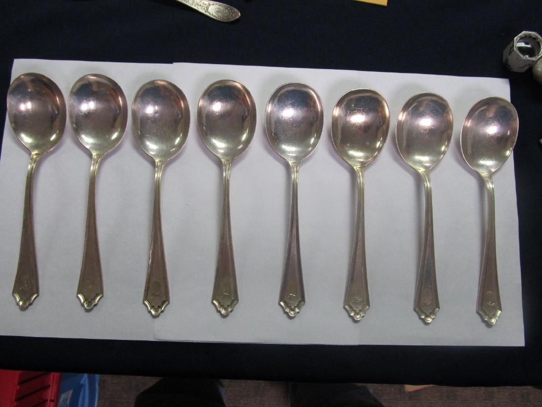 8 ALVIN HAMILTON STERLING  HEAVY GUMBO SOUP SPOON SET (1 of 8)