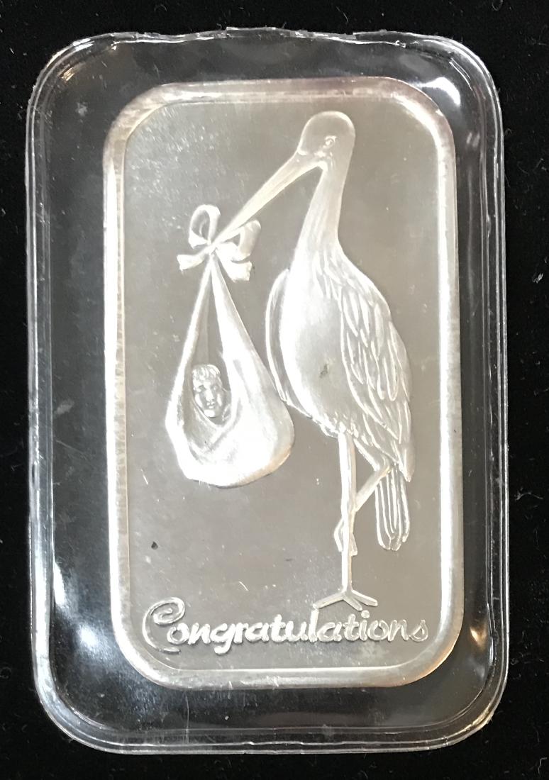 1989 Baby Come / Welcom Baby Art Silver Bar 1oz .999 (1 of 2)