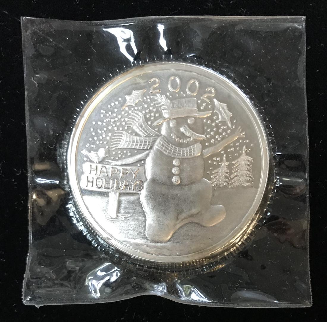 2002 Happy Holidays Snowmen Christmas 1 tr oz .999 Fine (1 of 2)