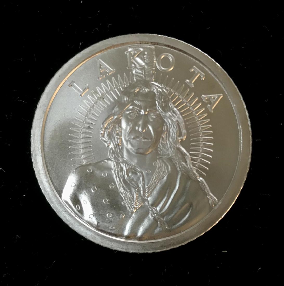 1 OZ .999 FINE SILVER ROUND FIFTY LAKOTA INDIAN CRAZY (1 of 2)