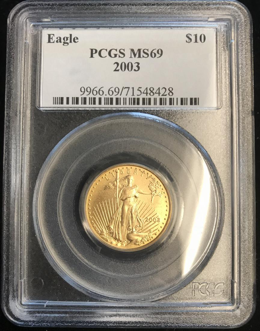 2003 $10 American Gold Eagle PCGS MS69 1/4 oz Fine Gold (1 of 2)