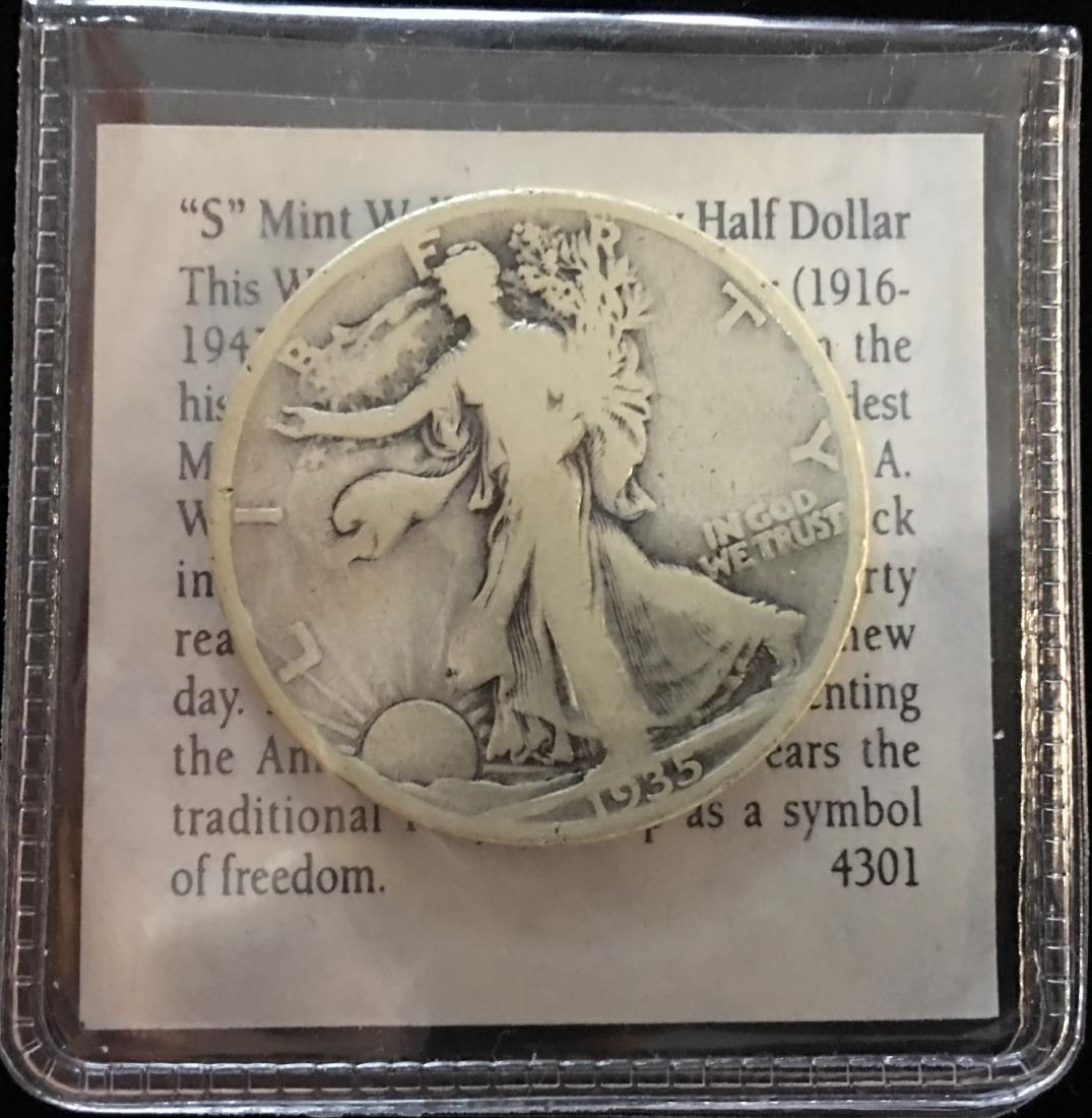 1935-S 50C Walking Liberty Silver Half Dollar (1 of 2)