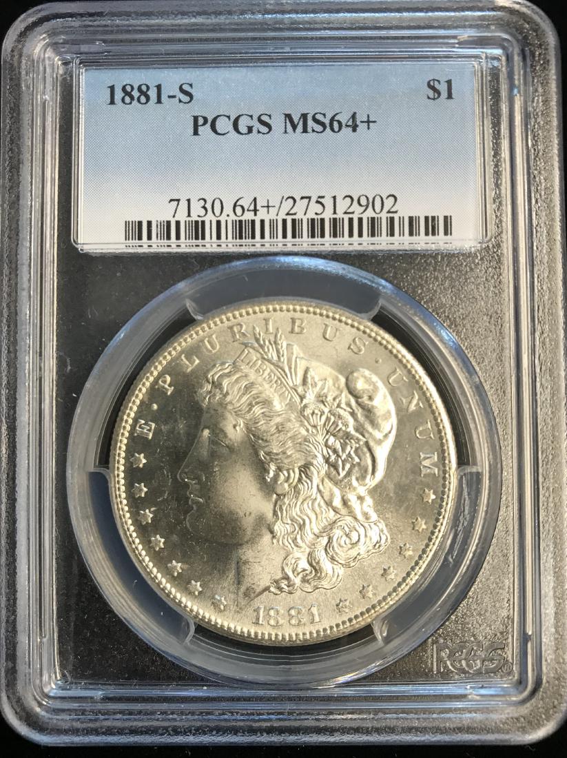 1881-S $1 Morgan Silver Dollar PCGS MS64+ (1 of 2)