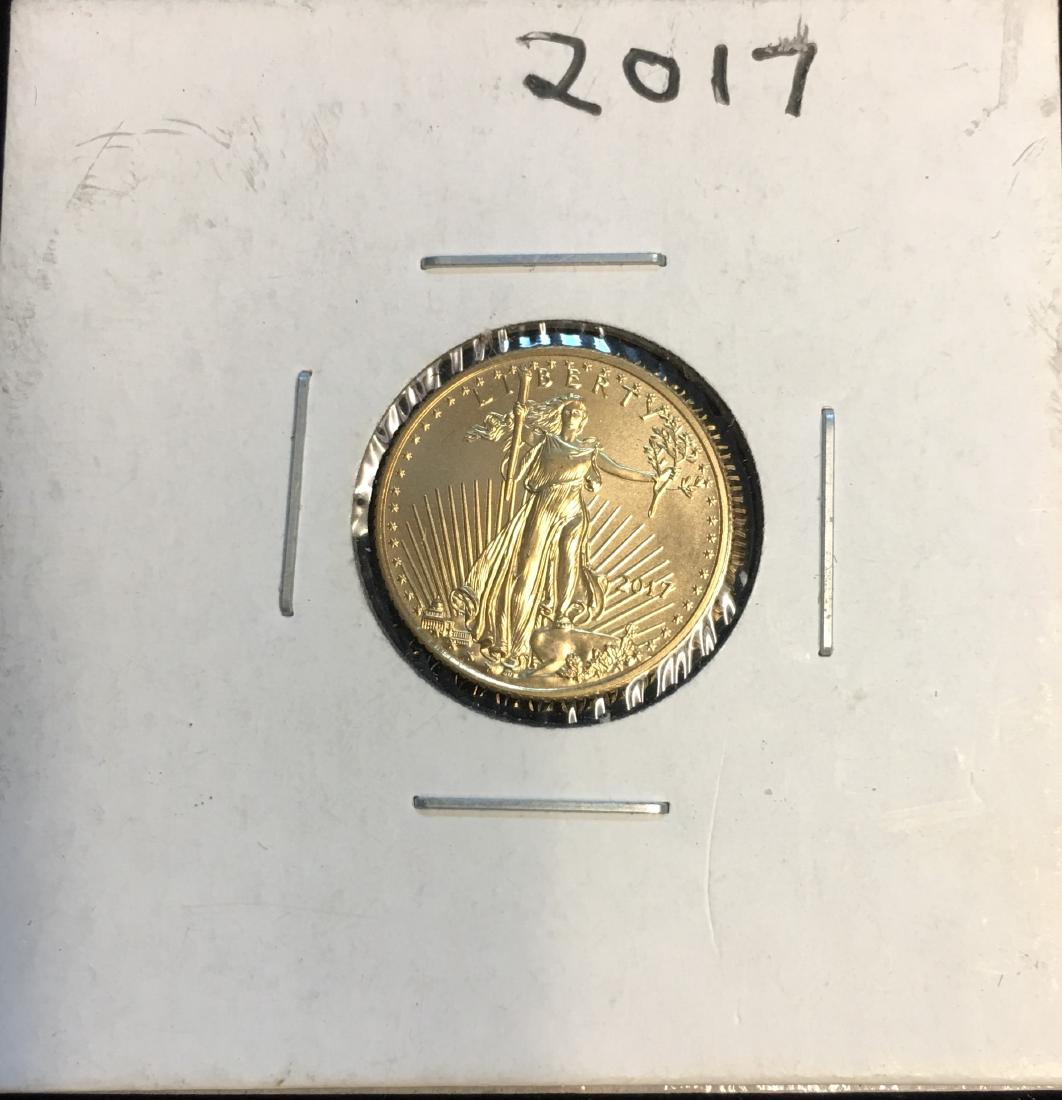 2017 $5 American Gold Eagle 1/10 oz Fine Gold GEM BU (1 of 2)