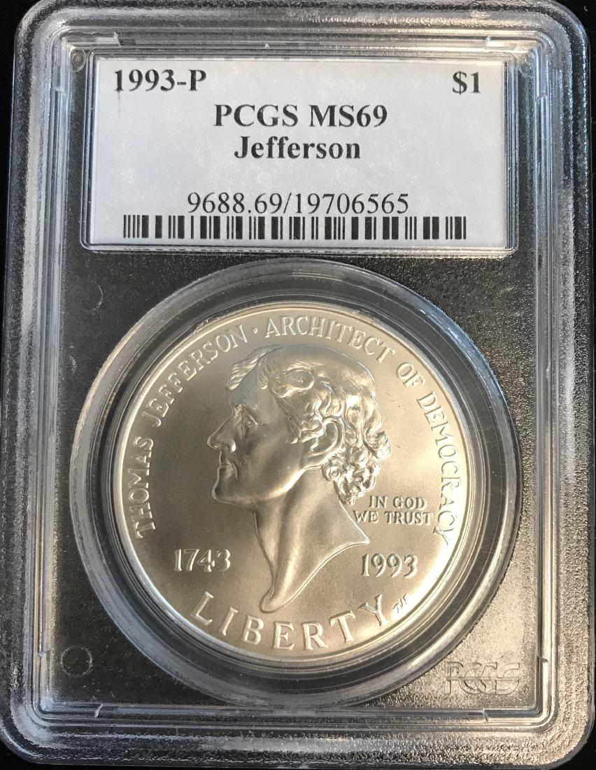 1993-P $1 Thomas Jefferson Commemorative Silver Dollar (1 of 2)