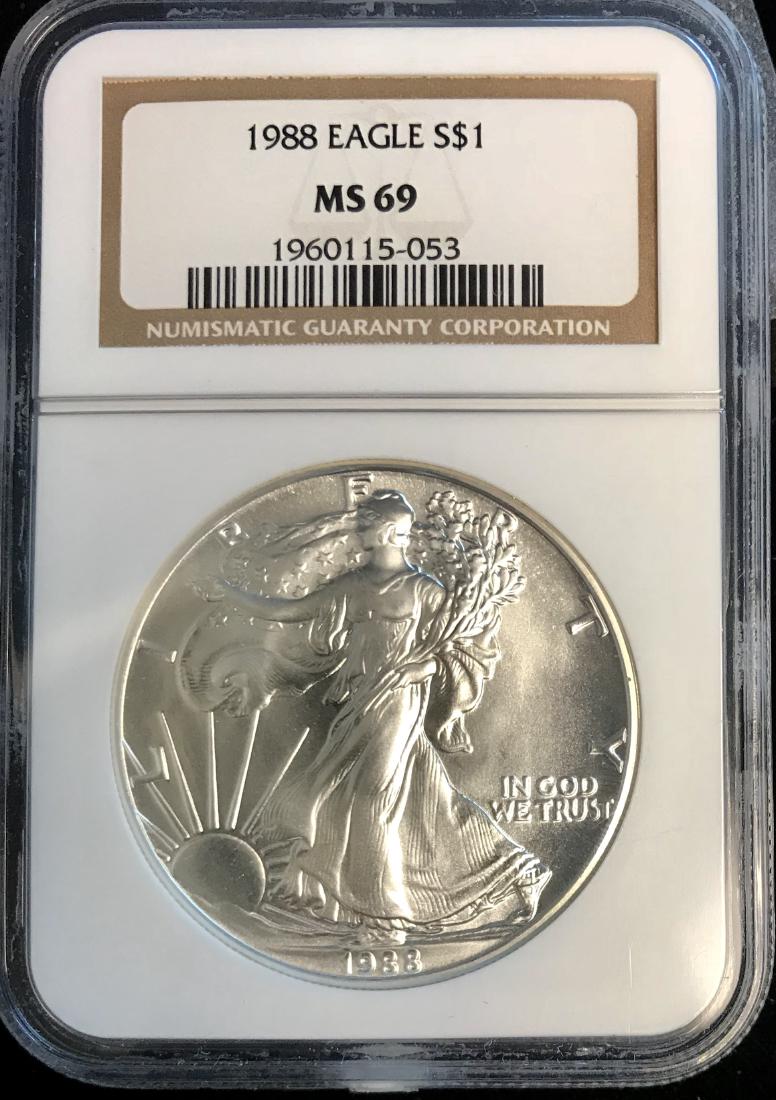 1988 $1 American Silver Eagle NGC MS69 (1 of 2)