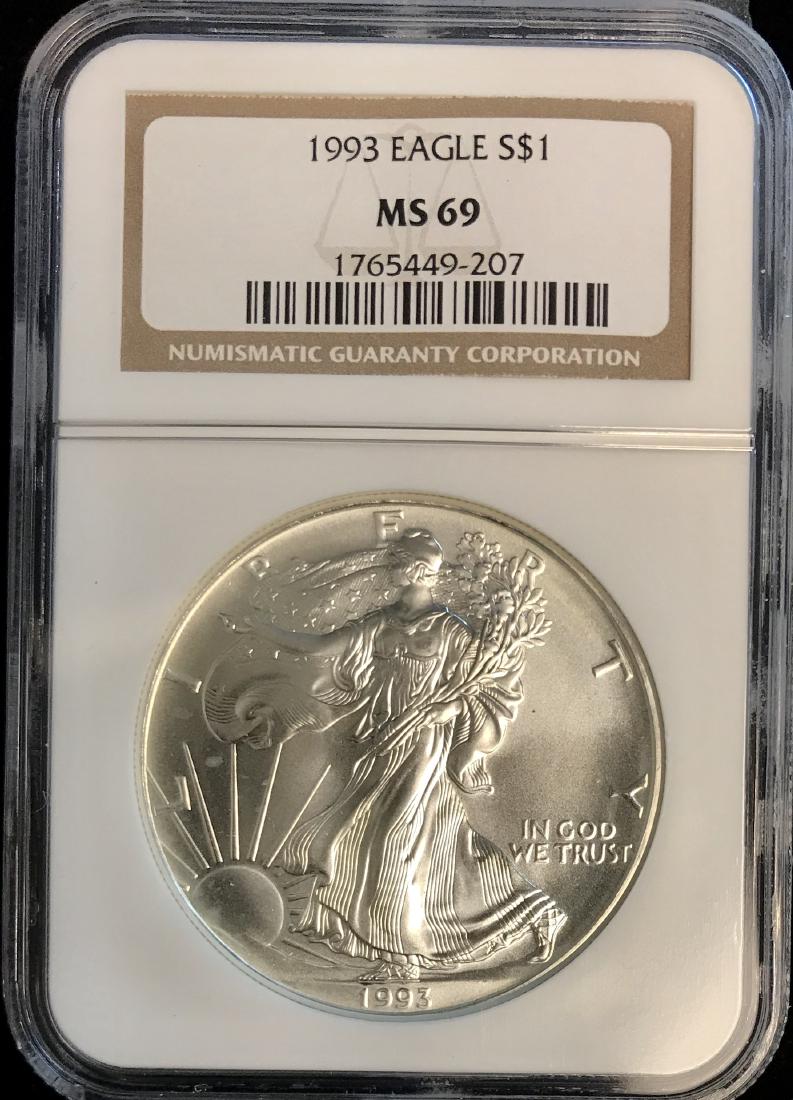 1993 $1 American Silver Eagle NGC MS69 (1 of 2)