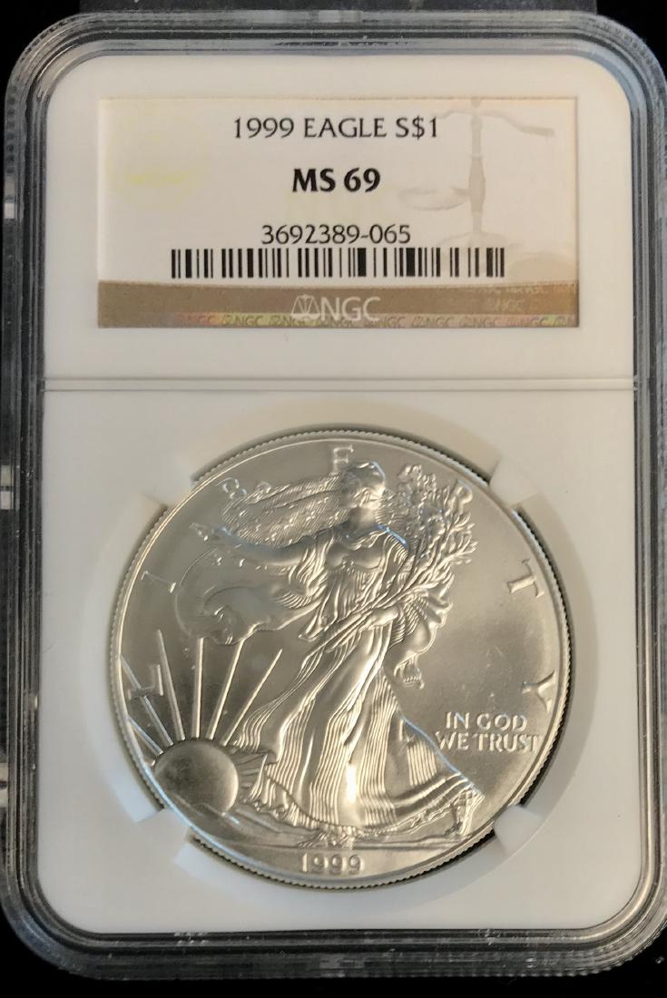 1999 $1 American Silver Eagle NGC MS69 (1 of 2)