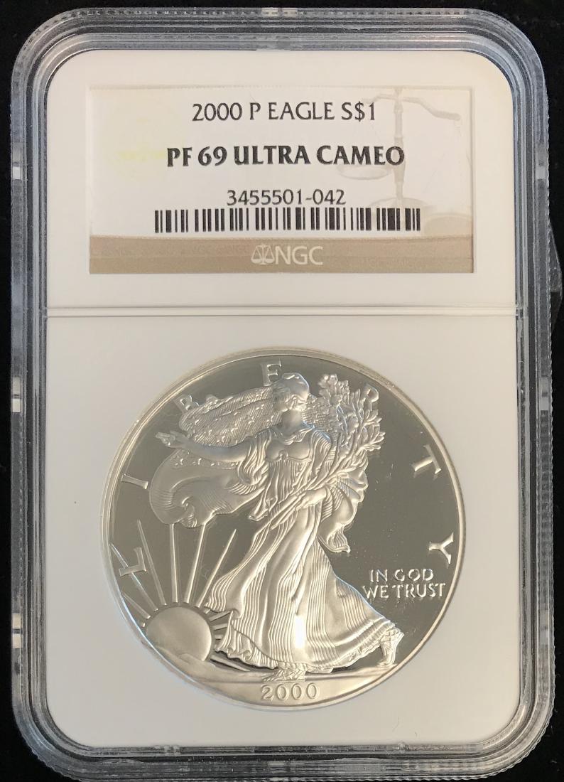 2000-P $1 American Silver Eagle NGC PF69 Ultra Cameo (1 of 2)