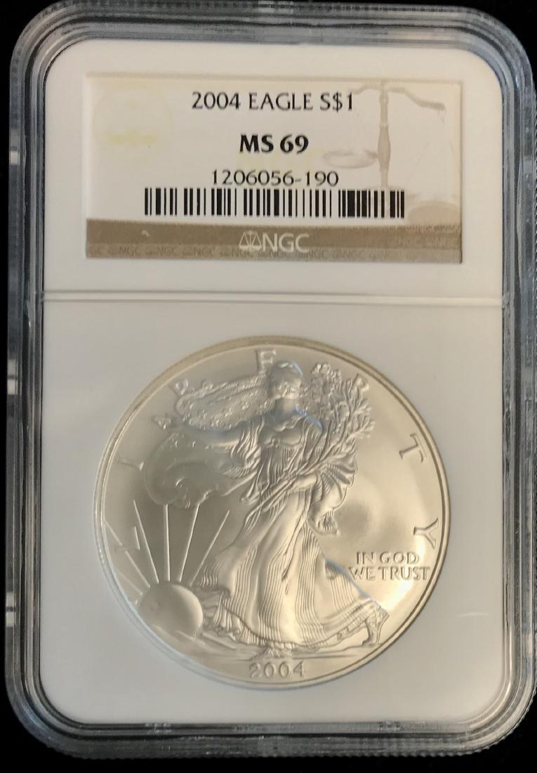 2004 $1 American Silver Eagle NGC MS69 (1 of 2)