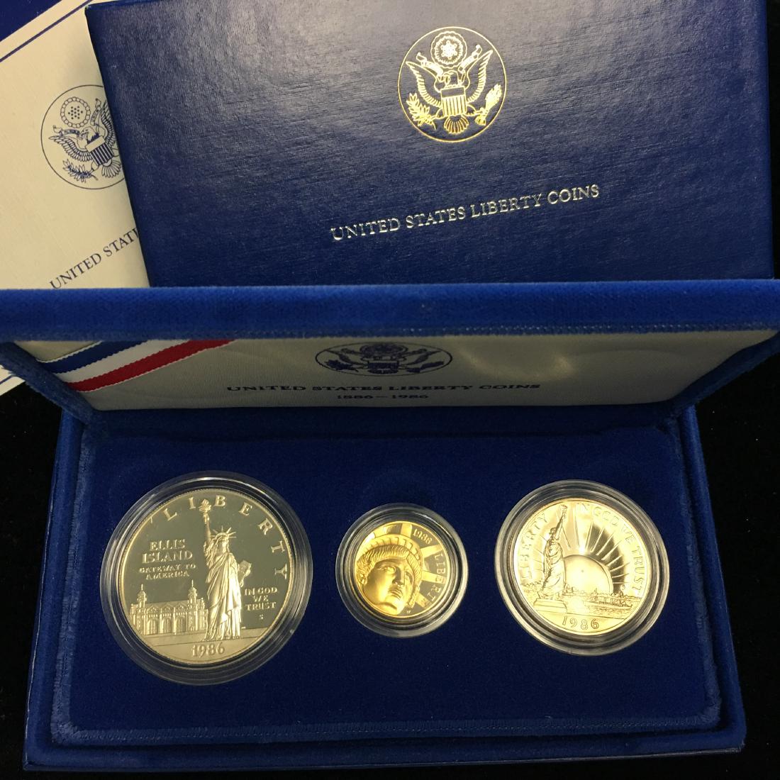 1986 U.S. Statue of Liberty 3 Coin Proof Set 1886-1986 (1 of 9)