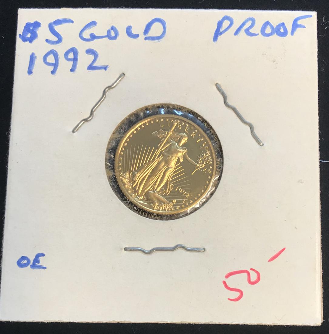 1992 $5 American Gold Eagle 1/10 oz Five Dollar Proof (1 of 2)
