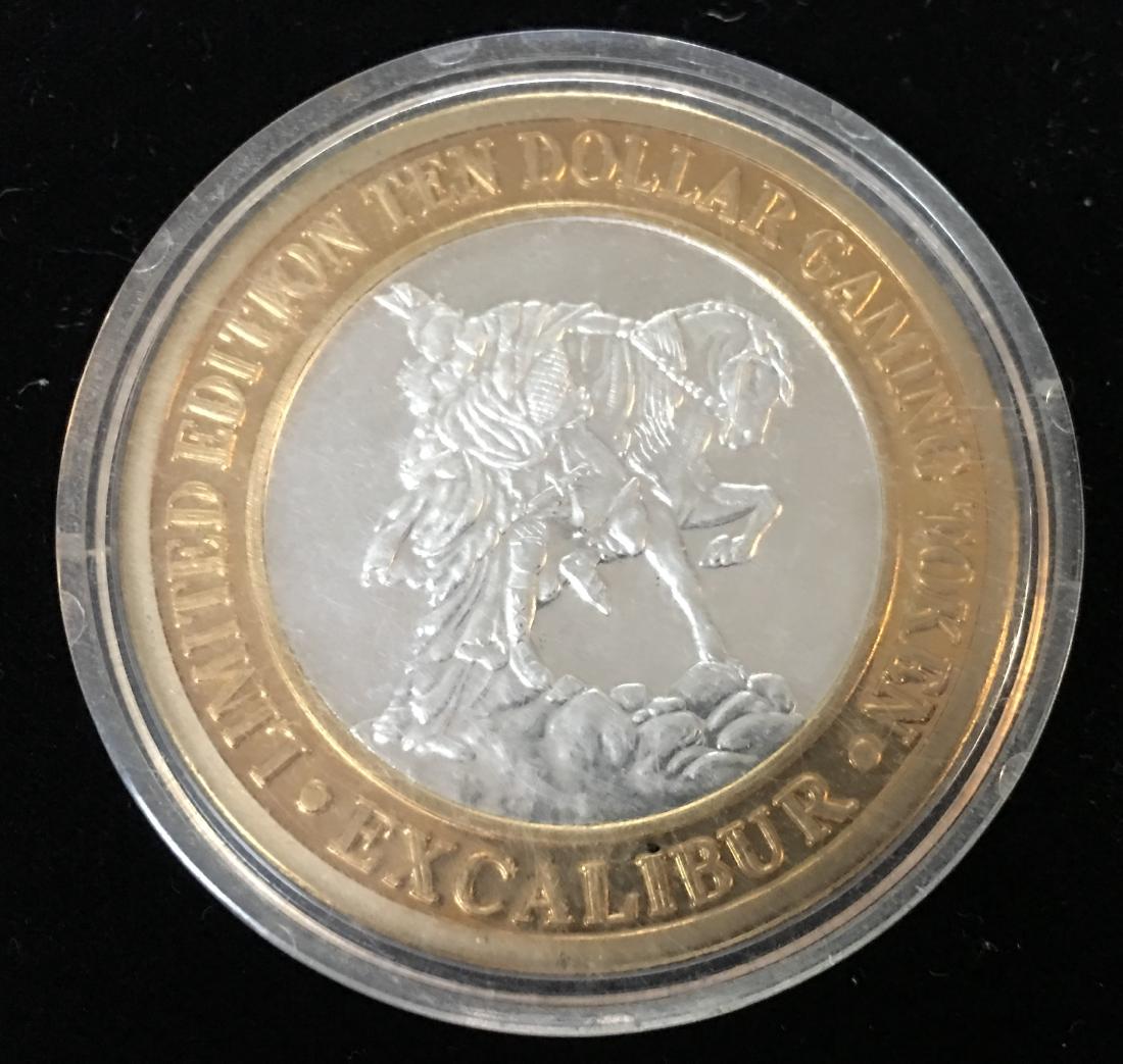 LIMITED EDITION $10 GAMING TOKEN EXCALIBUR CASINO LAS: .999 SILVER 0.6 OZ