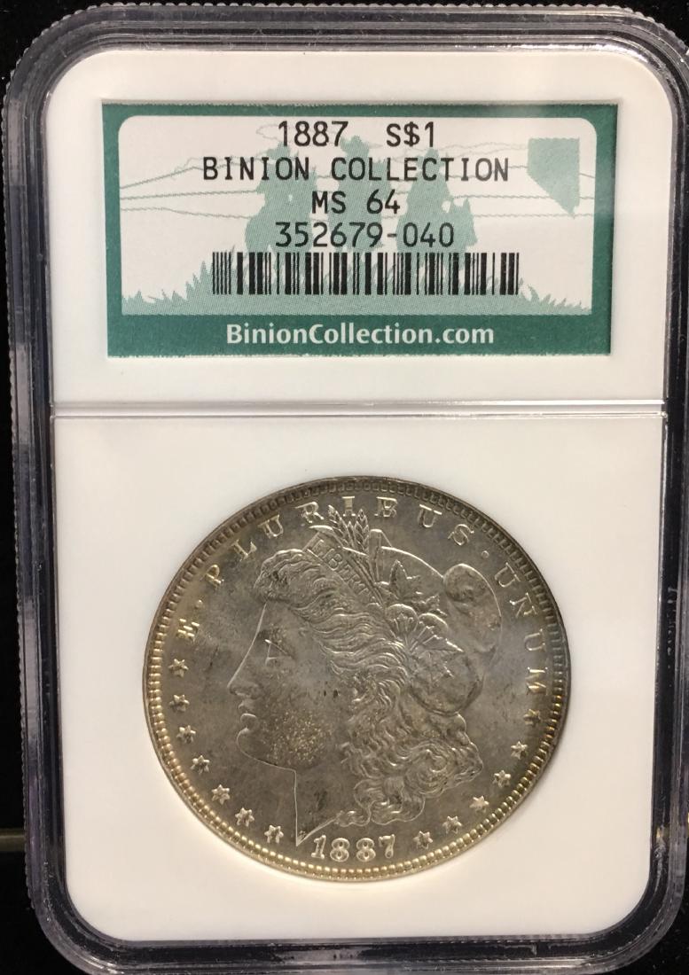 1887 $1 Morgan Silver Dollar Binion Collection NGC MS64 (1 of 2)