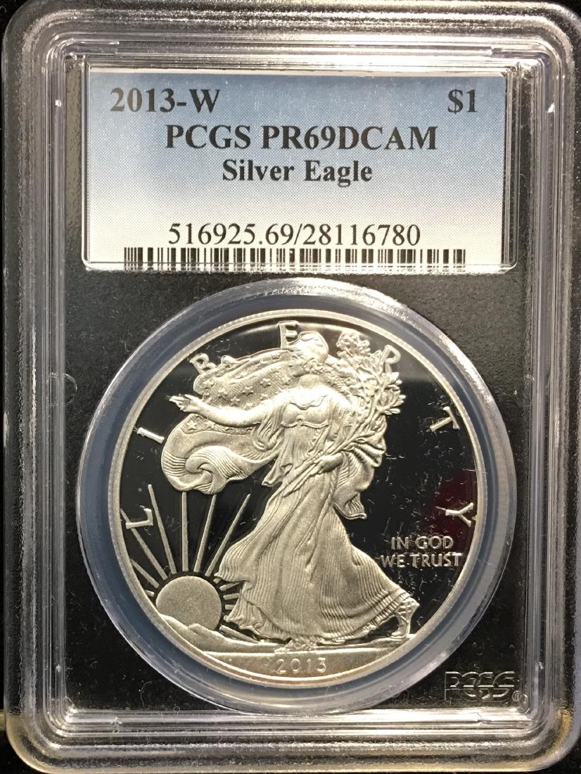 2013-W $1 American Silver Eagle PCGS PR69 Deep Cameo (1 of 2)
