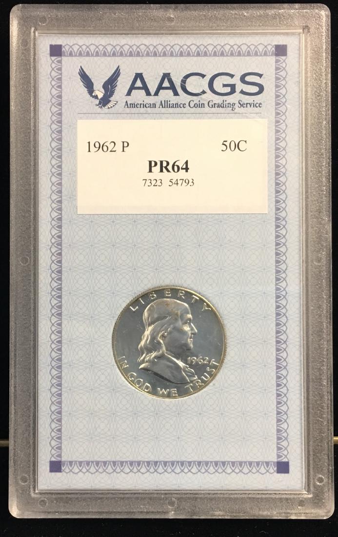 1962-P 50C Franklin Silver Half Dollar AACGS PR64 (1 of 2)