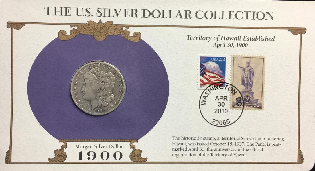 1900-O $1 Morgan Silver Dollar Circulated with Stamps - (1 of 2)