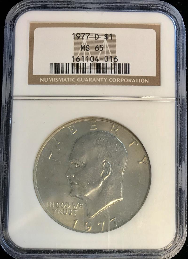 1977-D $1 U.S. Eisenhower Dollar NGC MS65 (1 of 2)