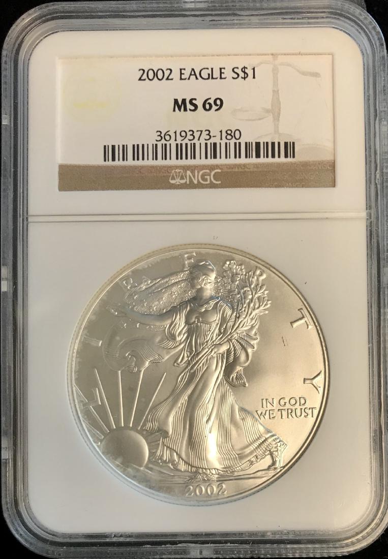 2002 $1 American Silver Eagle NGC MS69 (1 of 2)