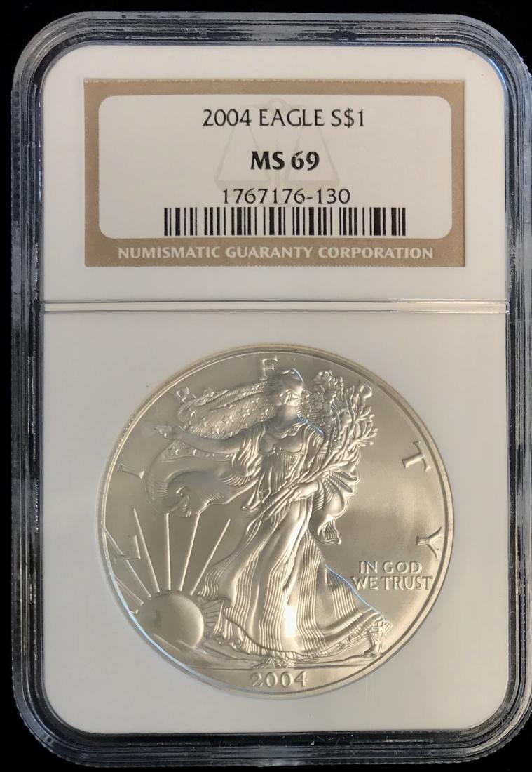 2004 $1 American Silver Eagle NGC MS69 (1 of 2)