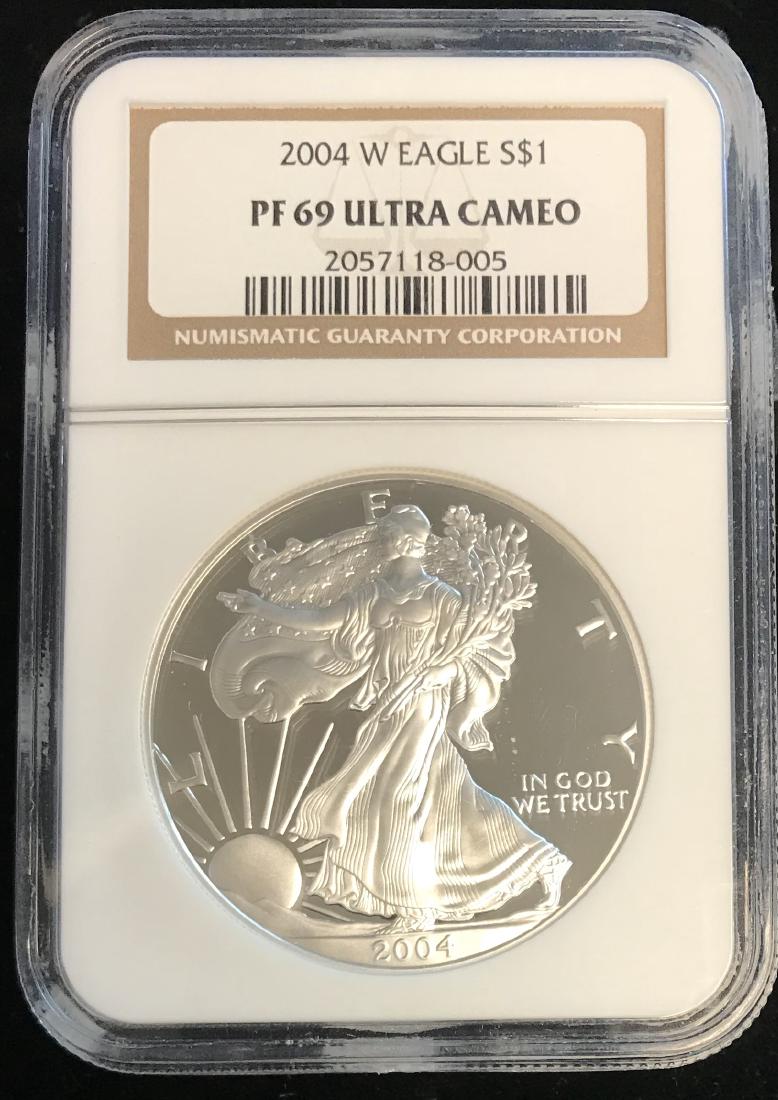 2004-W $1 American Silver Eagle NGC PF69 Ultra Cameo (1 of 2)