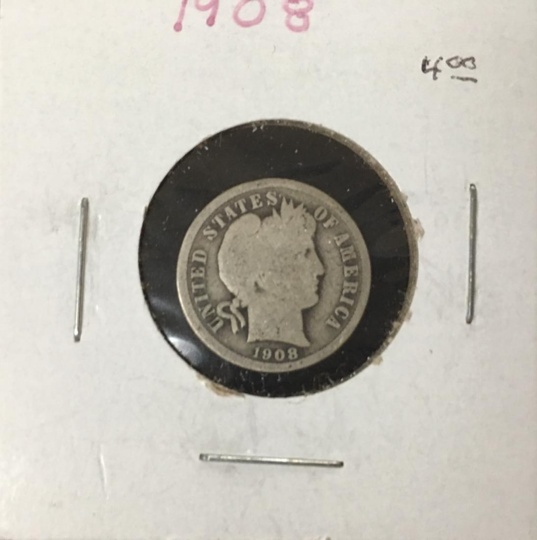 1908-P 10C Silver Barber Dime (Liberty Head) (1 of 2)