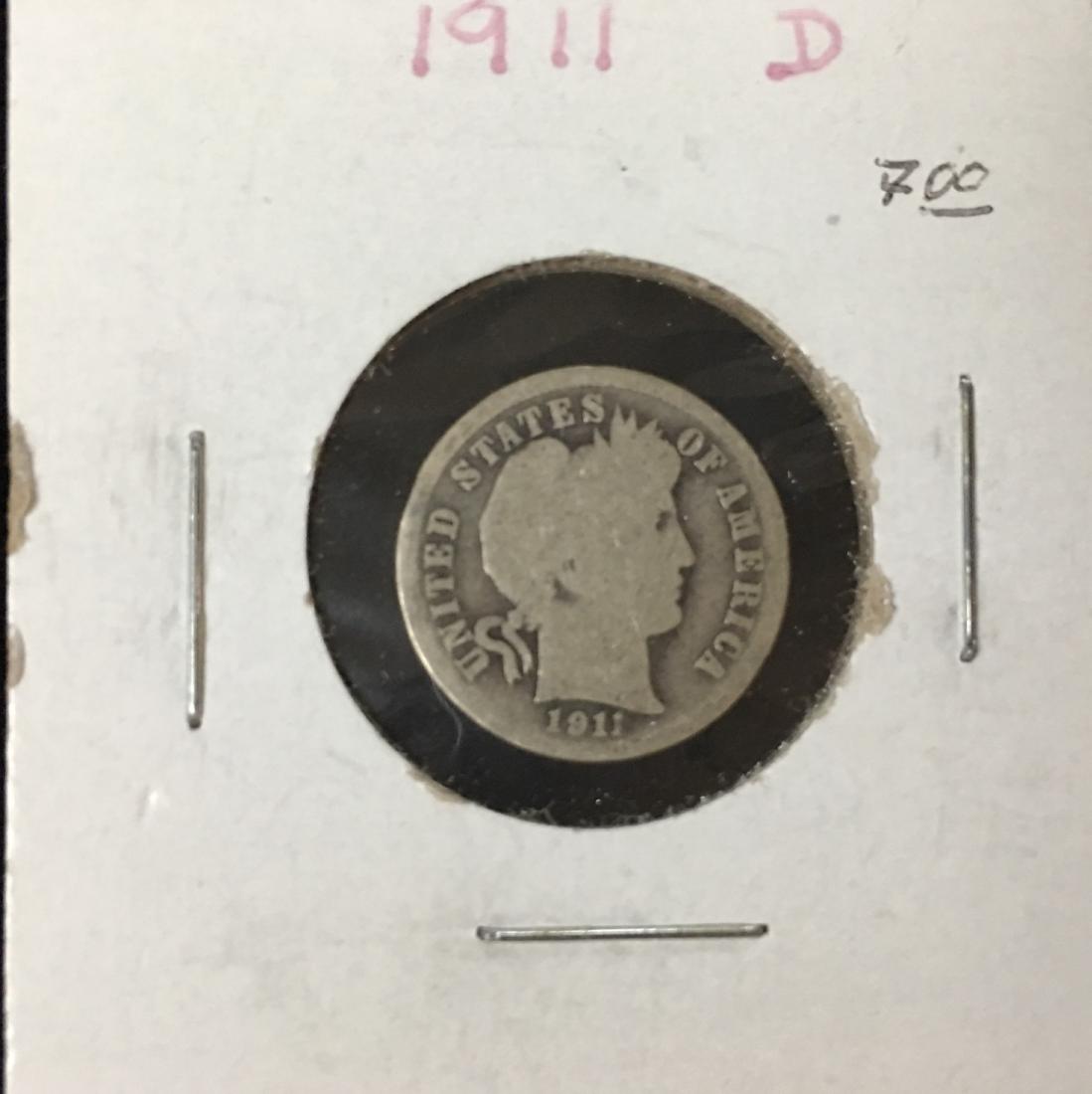 1911-D 10C Silver Barber Dime (Liberty Head) (1 of 2)