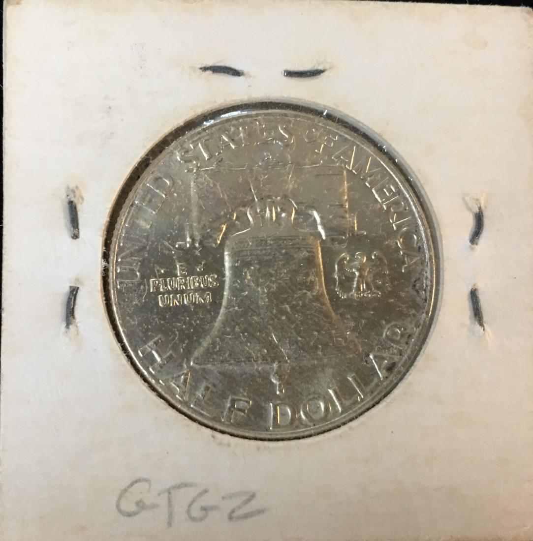1953-D 50C Franklin Silver Half Dollar BU (1 of 2)