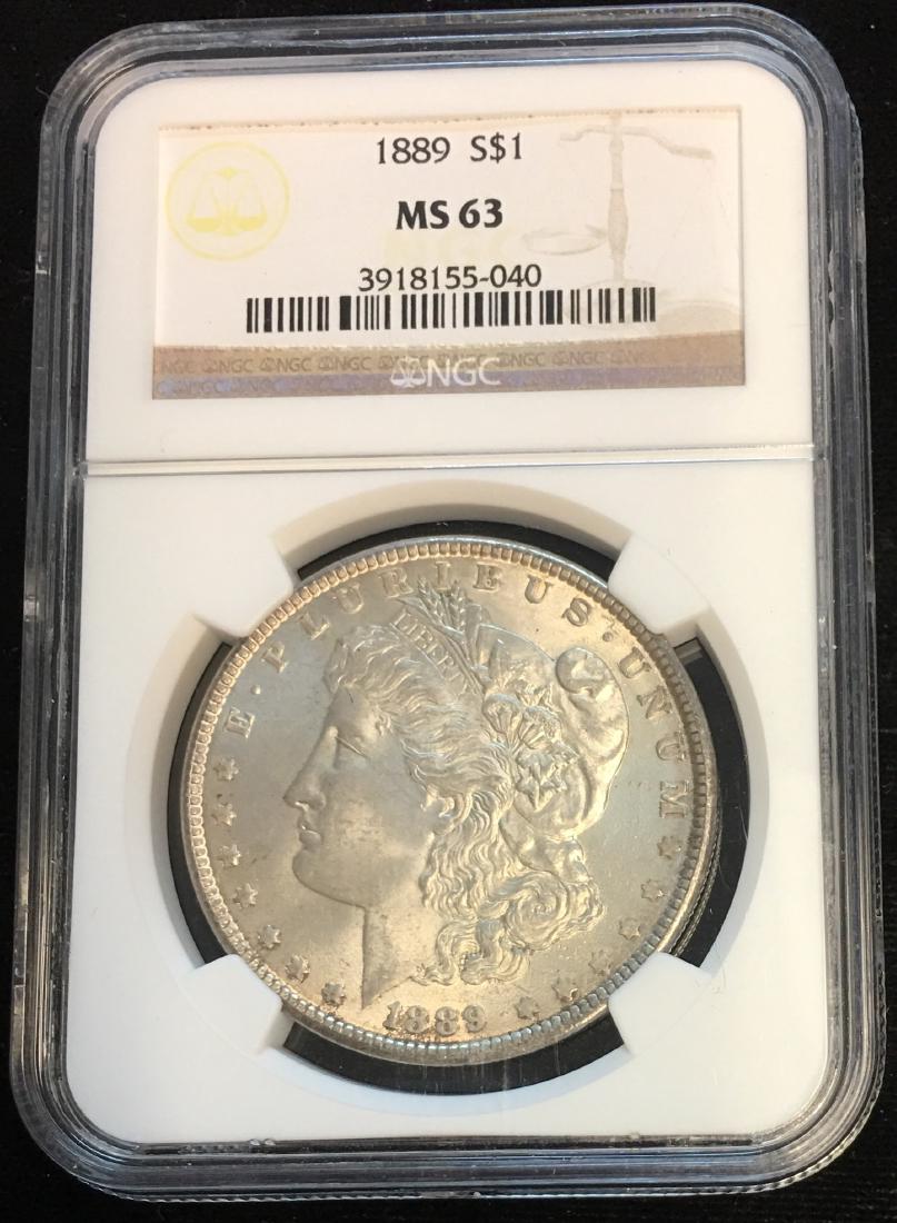 1889-P $1 Morgan Silver Dollar NGC MS63 (1 of 2)