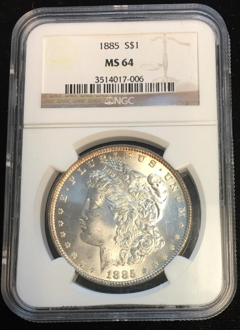 1885-P $1 Morgan Silver Dollar NGC MS64 (1 of 2)