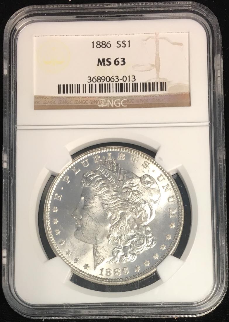 1886-P $1 Morgan Silver Dollar NGC MS63 (1 of 2)