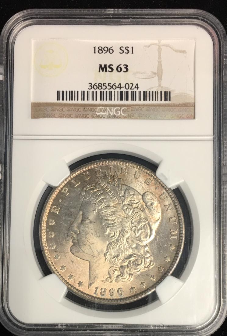1896-P $1 Morgan Silver Dollar NGC MS63 Very Nice (1 of 2)