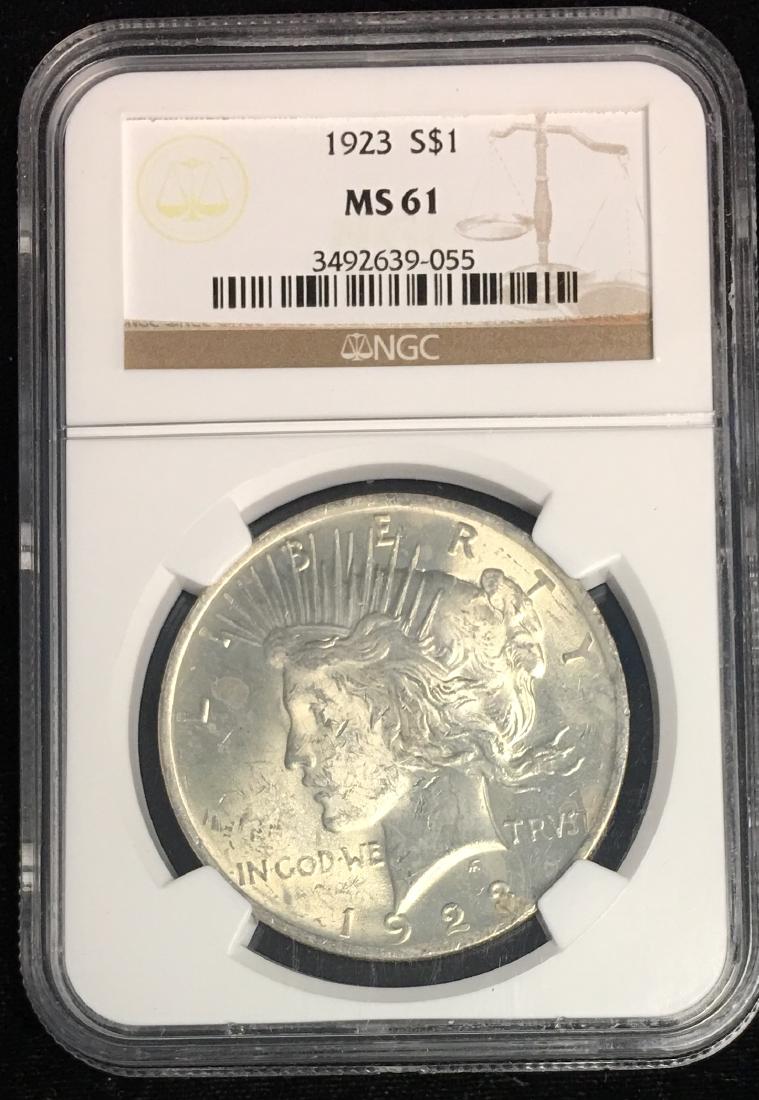 1923-P $1 Peace Silver Dollar NGC MS61 (1 of 2)